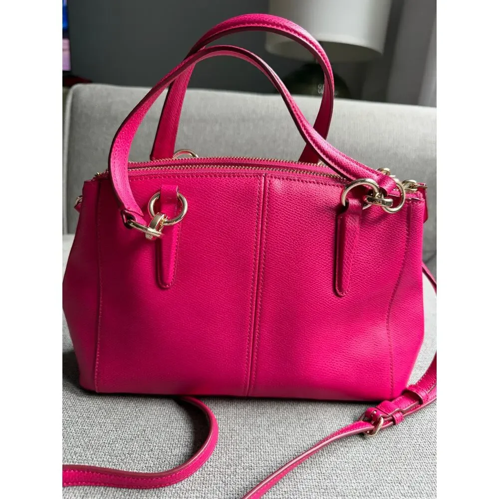 Coach Mini Christie Carryall Leather Shoulder HandBag Hot Pink